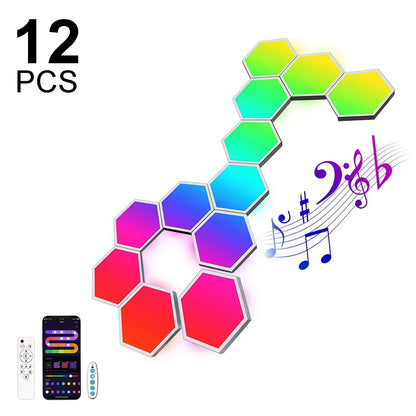 Smart Hexagon Wall Light Panels Color Changing LED Ambient Lighting 8 12 20 PCS Modular Kit