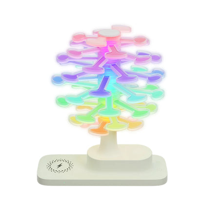Spiral Tree Table Lamp with Colorful Lighting and Wireless Charging Pad for Phone and Watch
