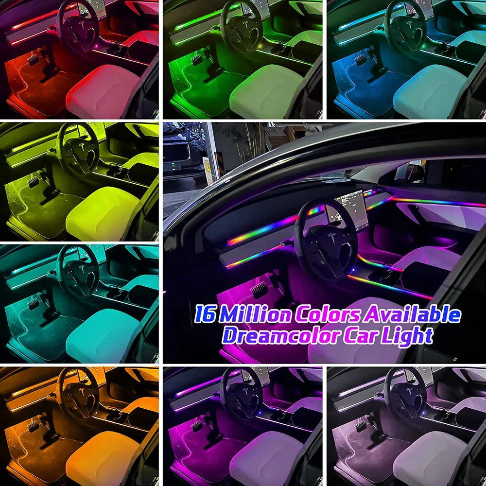 18IN1 RGB Car Interior Ambient Light Kit – Dream Color & Normal, App Control, Full Cabin