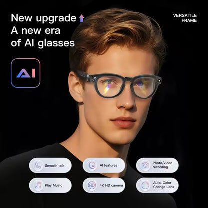 AI Smart Glasses with HD Camera Real Time Translation Bluetooth Audio WiFi Transmission for Android iOS