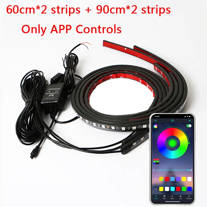 RGB LED Car Underbody Light Kit with App & Remote Control 12V