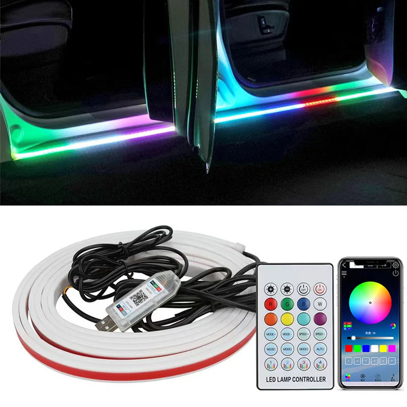 IP68 RGB Car Door Sill Ambient Light Strip – Music Sync, Dream Color, 120/150/180cm