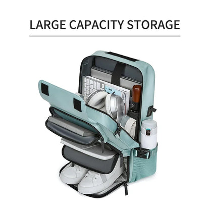 Women's 40L Travel Backpack with USB Charging Port, Shoe Bag & Laptop Sleeve