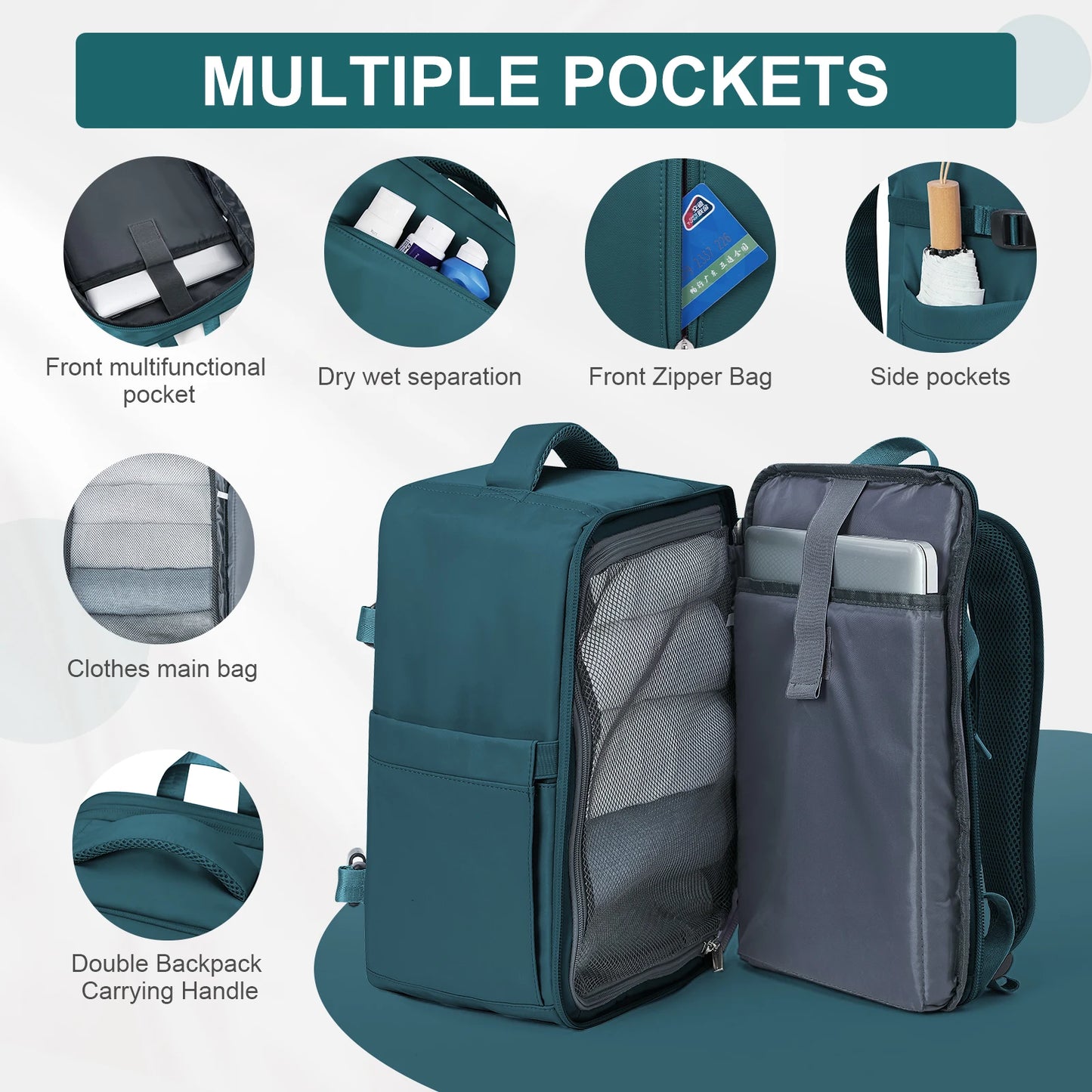 40x20x25 Cabin Backpack – Ryanair-Sized Travel Bag with Laptop Sleeve, 8 Colors