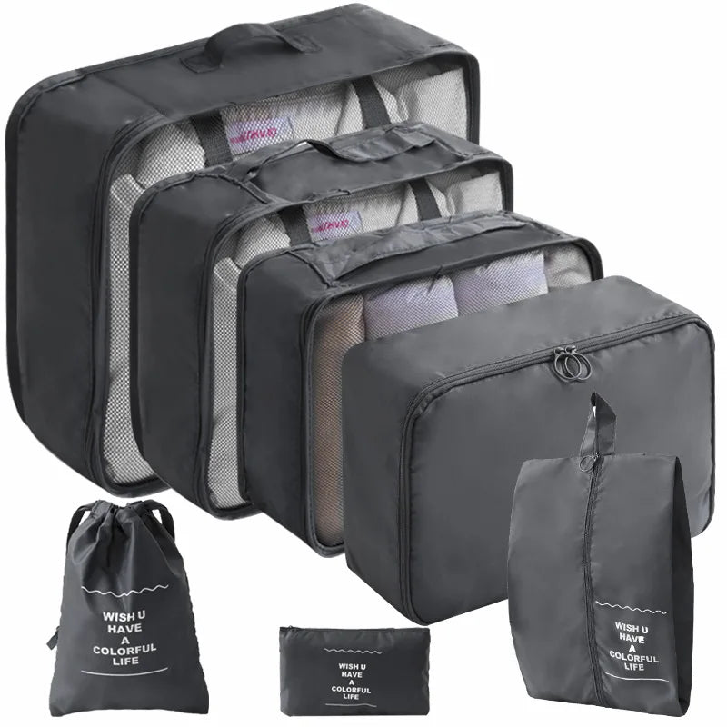 Travel Packing Cubes Set – 7 or 10 Piece Luggage Organizer Bags with Shoe Pouch & Clothes Storage