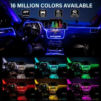 RGB LED Car Interior Ambient Light Kit – App Control, Music Sync, Up to 8m