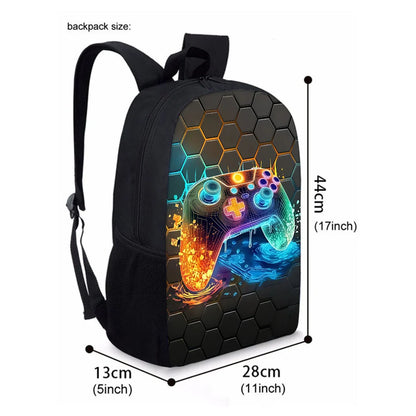 Game Controller 3D Cartoon School Backpack 3-Piece Set – Backpack, Lunch Bag & Pencil Case for Boys & Girls