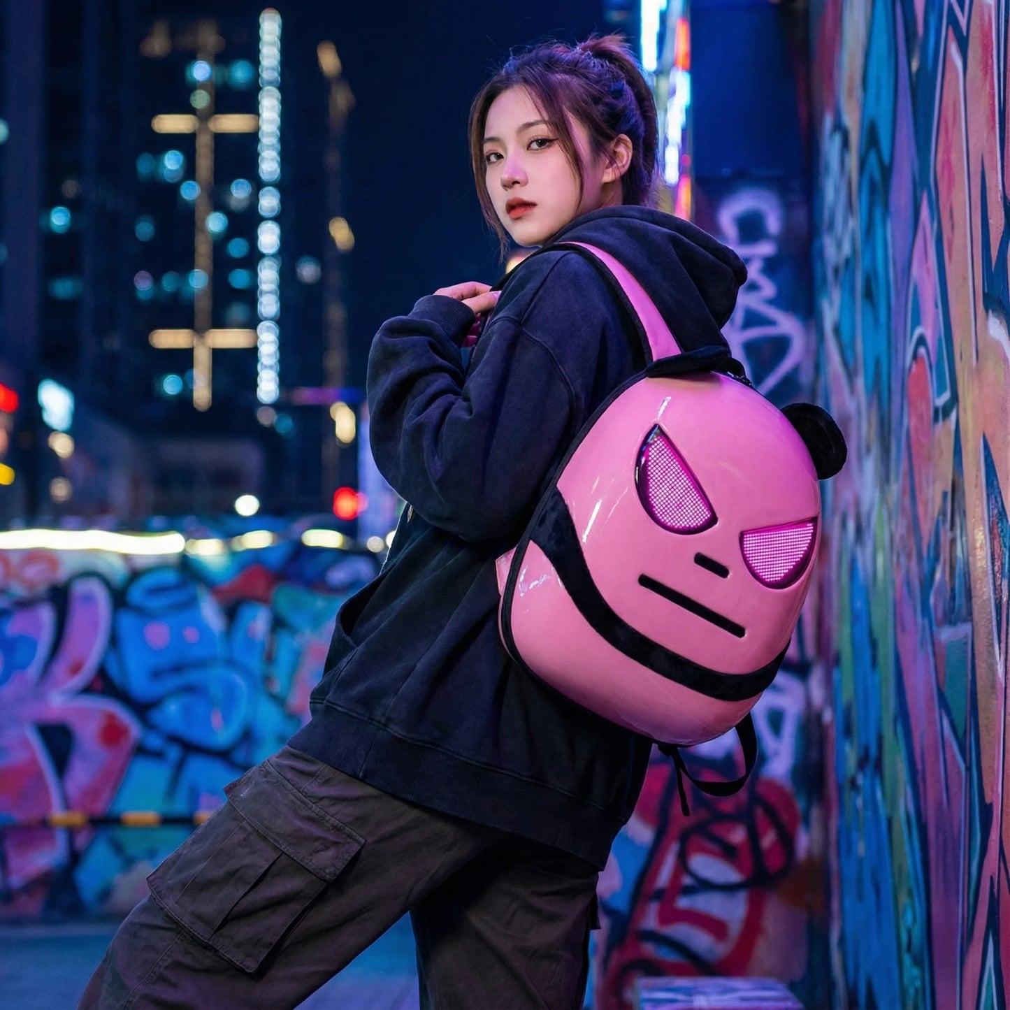 Smart LED Panda Backpack with Programmable Pixel Art Screen