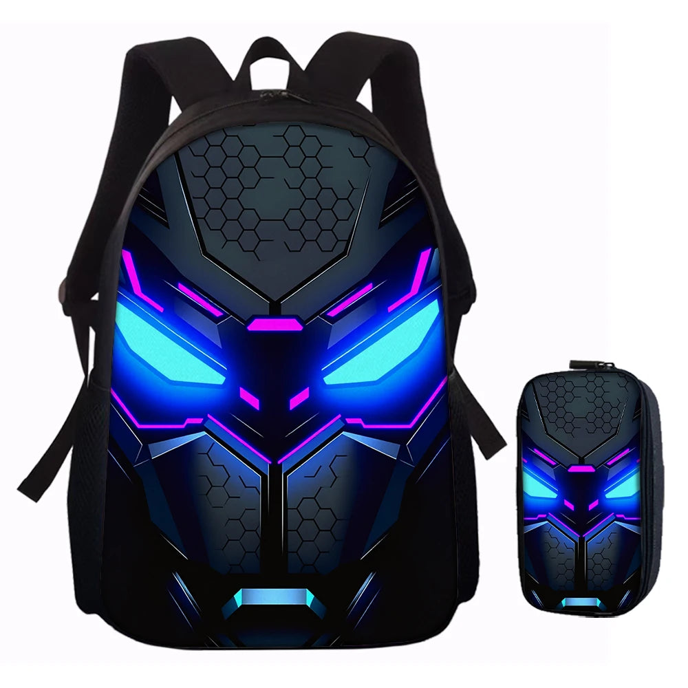 Cyberpunk Robot Pattern Backpack – Ultra Lightweight Polyester School & Travel Bag, Unisex