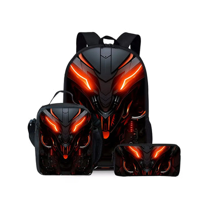 Kids Robot Print 3-Piece School Bag Set – Backpack, Lunch Bag & Pencil Case