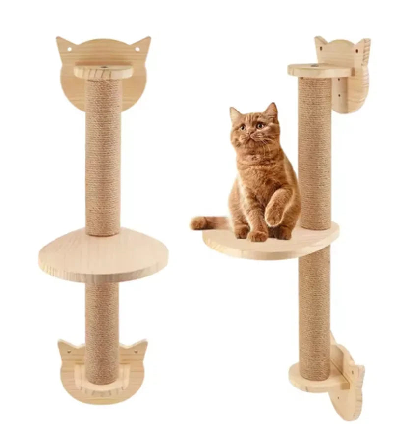 Wall-Mounted Cat Climbing Shelf System – Solid Wood Modular Cat Wall Furniture