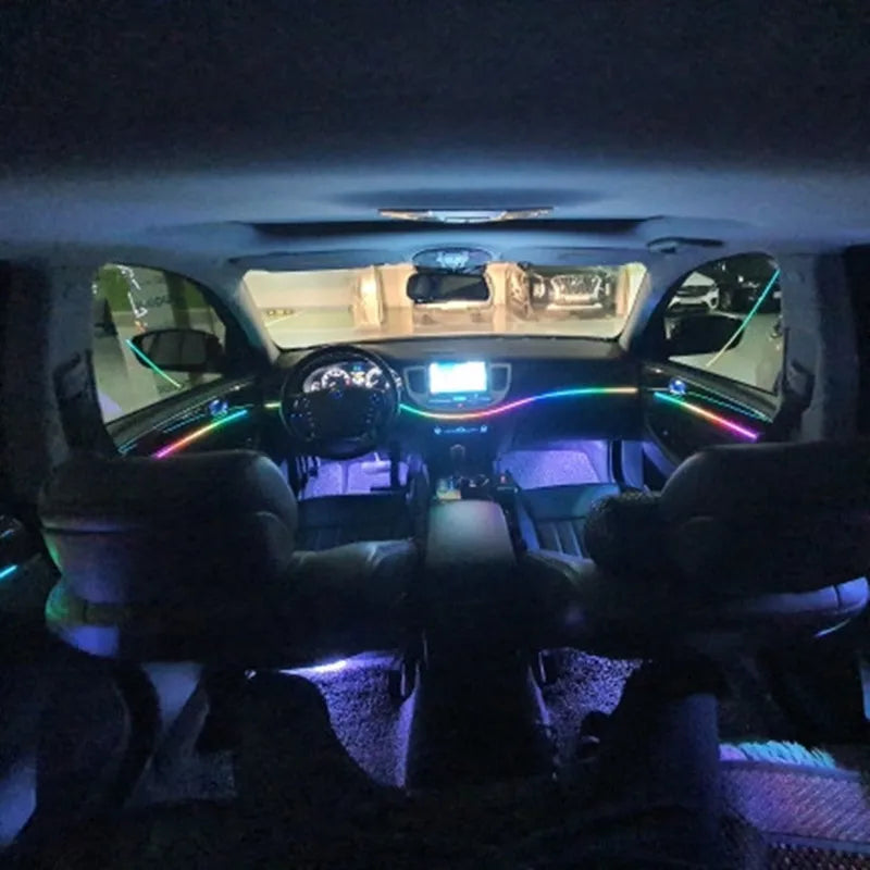 18-in-1 Symphony Car Ambient Light System – 210 Modes, Acrylic Guide, Bluetooth App, 12V, CE