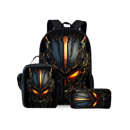 Kids Robot Print 3-Piece School Bag Set – Backpack, Lunch Bag & Pencil Case