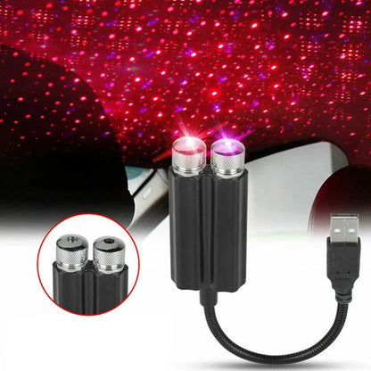 USB Dual Head LED Galaxy Star Projector Light for Car Interior & Home