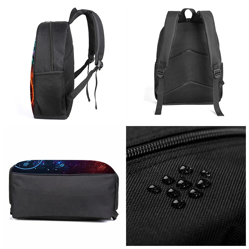 3-Piece Gaming School Bag Set – Backpack + Messenger Bag + Pencil Case, 8 Designs