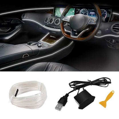 EL Wire Car Interior Ambient Light Strip – 5m, USB, Flexible Neon, 4 Colors