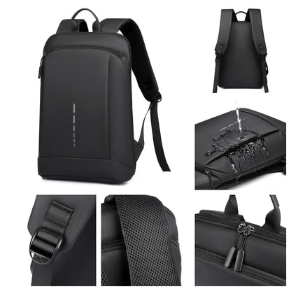 Men's Lightweight PU Laptop Backpack with Reflective Stripe