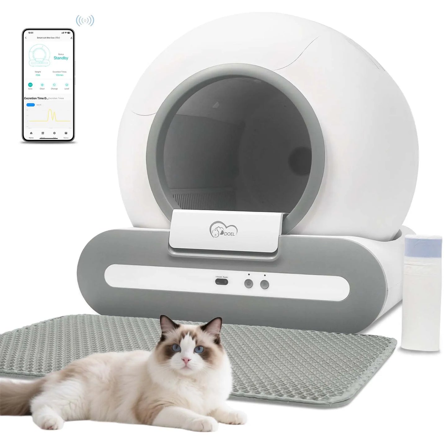 Cat Litter Box App Control 65L Self-Cleaning Cat Litter Box App Control