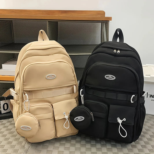 Lightweight Casual Backpack for School & Travel – Nylon, Multi-Pocket