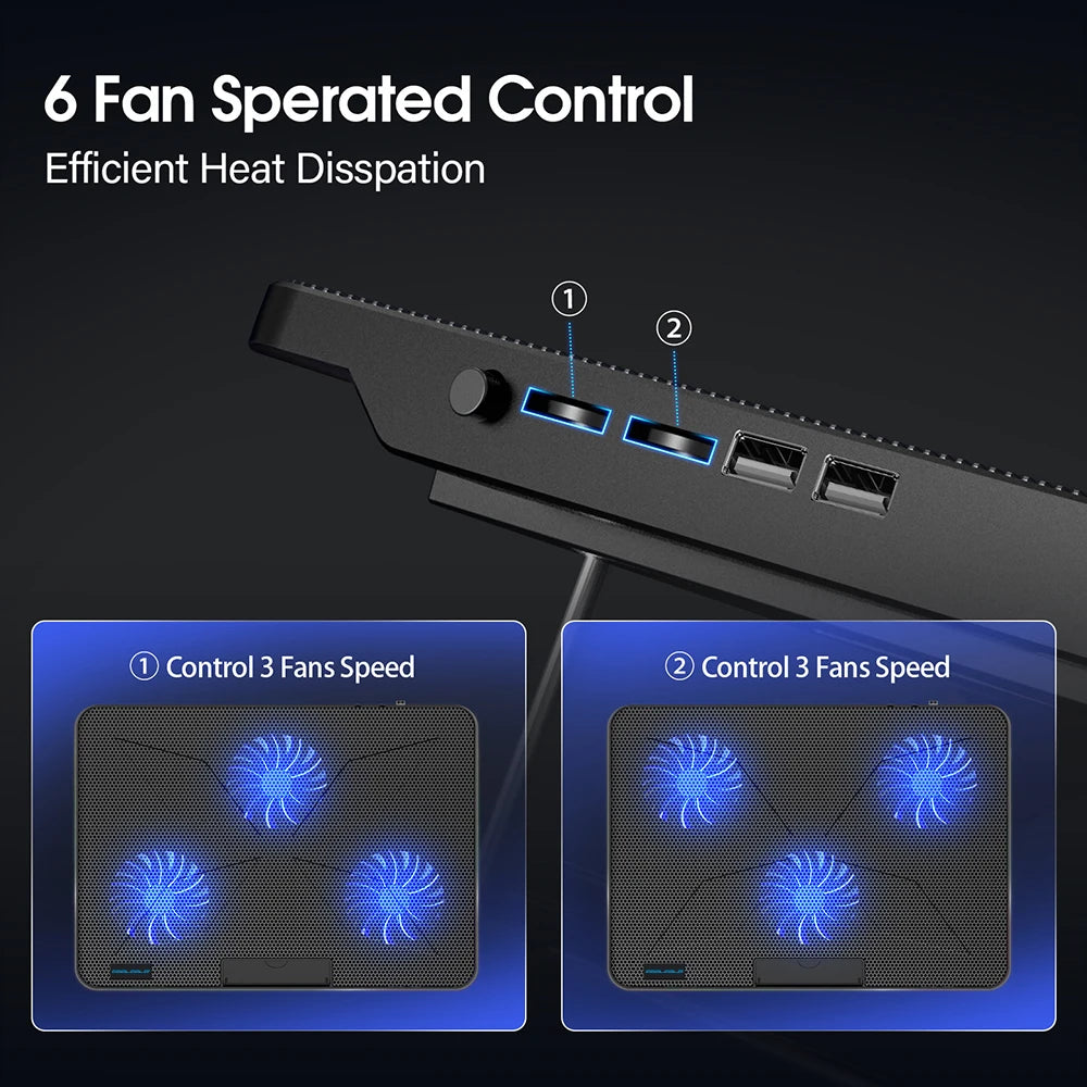 Laptop Cooling Pad 15.6-17.3inch with 6 Quiet