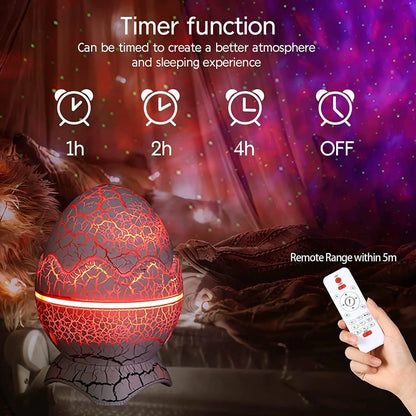 Dinosaur Egg Galaxy Star Projector Night Light with Music Player and White Noise Nebula Lamp