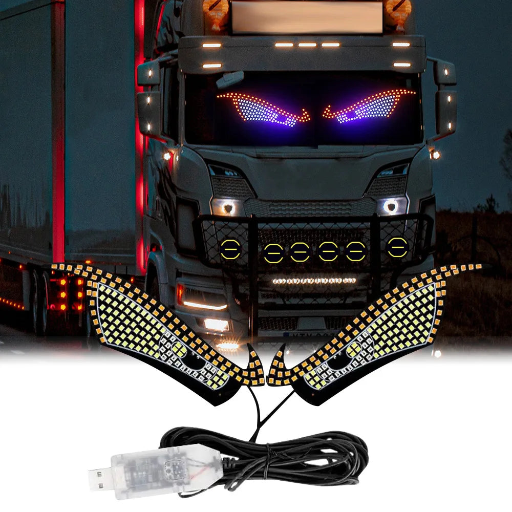 USB Dynamic Devil Eyes RGB LED Panel – Animated Window Display for Car & Truck