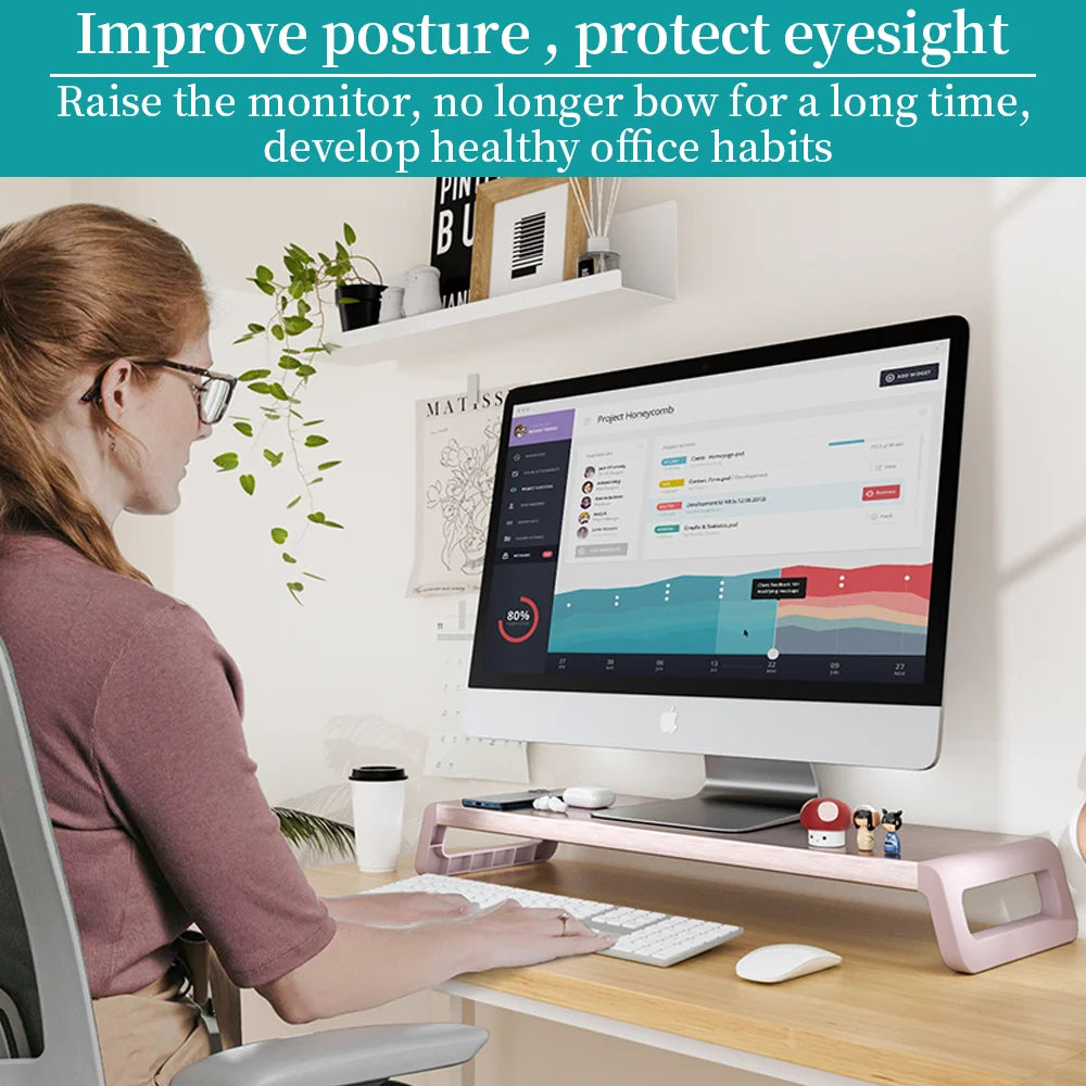 Universal Monitor Riser Stand Aluminum Alloy Desktop Screen Holder with Organizer Storage