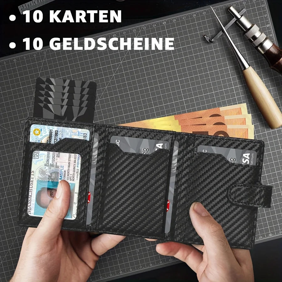 Men's RFID Slim Wallet with Coin Case – Microfiber, Card Slots, Zipper Coin Pocket, 4 Colors
