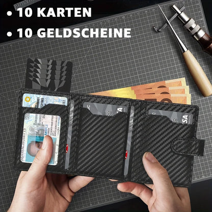 Men's RFID Slim Wallet with Coin Case – Microfiber, Card Slots, Zipper Coin Pocket, 4 Colors