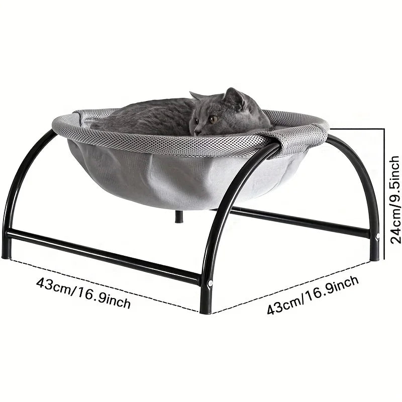 Breathable Cat Hammock Bed with Metal Frame – Cooling Cot for Indoor Cats