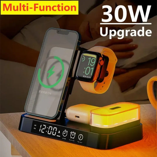 30W 3 In 1 Fast Charging Station Wireless Charger Stand Pad