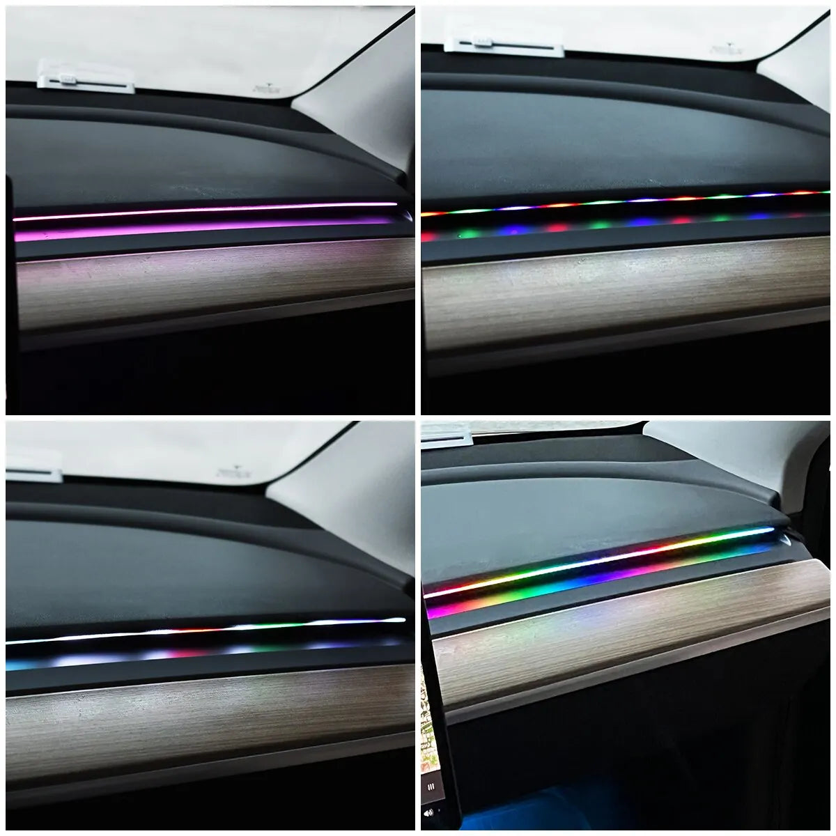 USB RGB Acrylic Car Interior Ambient Light Strip with App & Remote Control