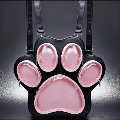 Cat Paw Lolita Backpack – Cute Kawaii Multi-Layer PVC Shoulder Bag for Women