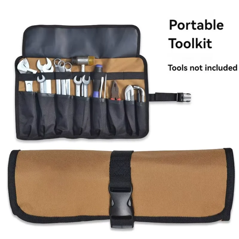 Roll-Up Tool Organizer Pouch – 600D Oxford, Multi-Pocket, Quick-Release Buckle, Wrench Spanner Camping Toolkit