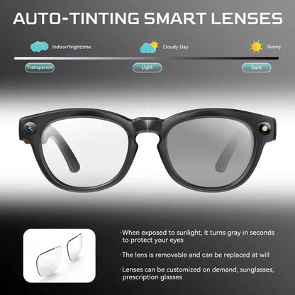 AI Smart Glasses with HD Camera Real Time Translation Bluetooth Audio WiFi Transmission for Android iOS