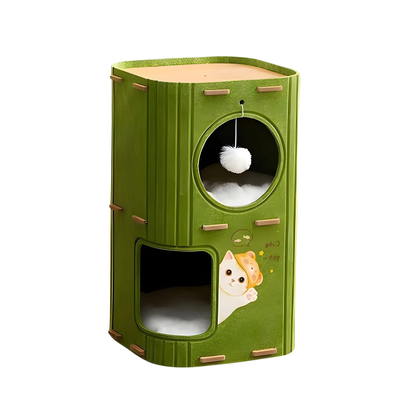 3-Tier Cat Tree with Integrated Sleeping Nest – Scratch-Resistant Cat Condo