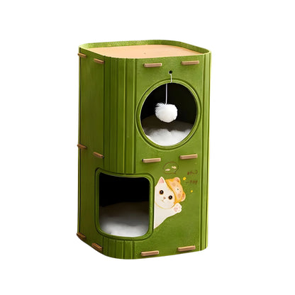 3-Tier Cat Tree with Integrated Sleeping Nest – Scratch-Resistant Cat Condo