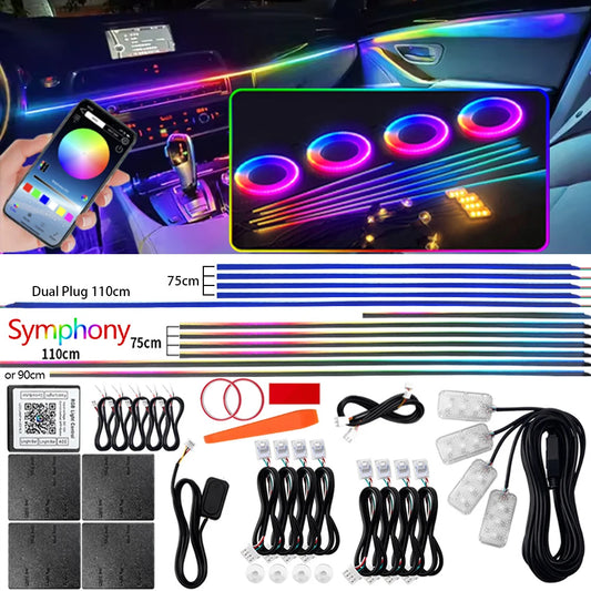 Car Interior Symphony Ambient Light Kit – 6 to 22-in-1, 213 Colors, Bluetooth App Control
