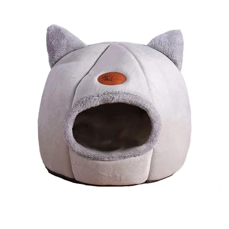 Cozy Cave Cat Bed – Warm Enclosed Pet Nest with Removable Cushion