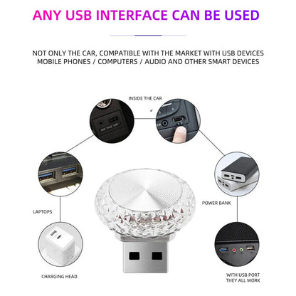Portable USB Mini LED Ambient Light for Car Interior & Computer