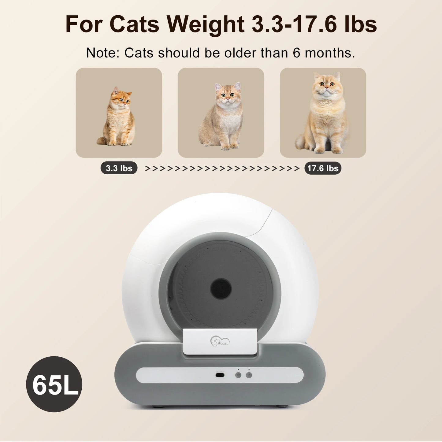 Cat Litter Box App Control 65L Self-Cleaning Cat Litter Box App Control