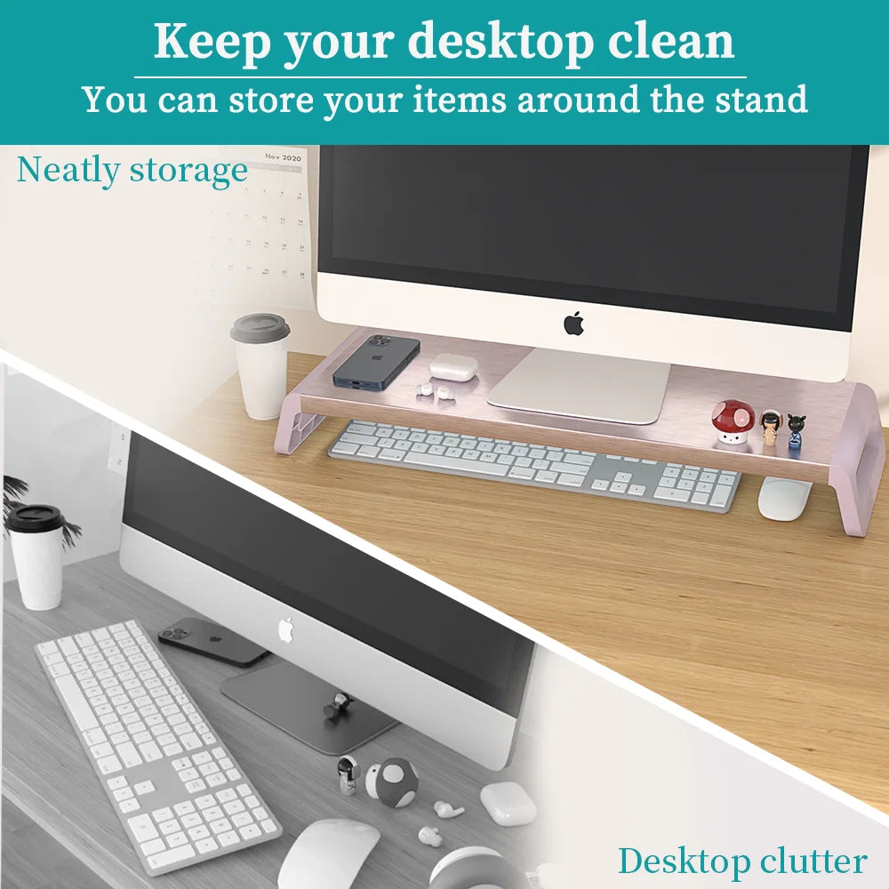 Universal Monitor Riser Stand Aluminum Alloy Desktop Screen Holder with Organizer Storage