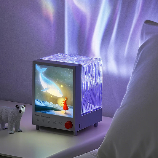 Aurora Box Projector Night Light Bluetooth Ambient Lamp with White Noise and Stepless Dimming for Bedroom