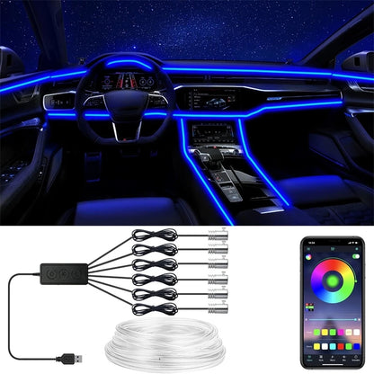 RGB Car Interior EL Wire Light Strip with App Control 12V Neon Ambient Lighting