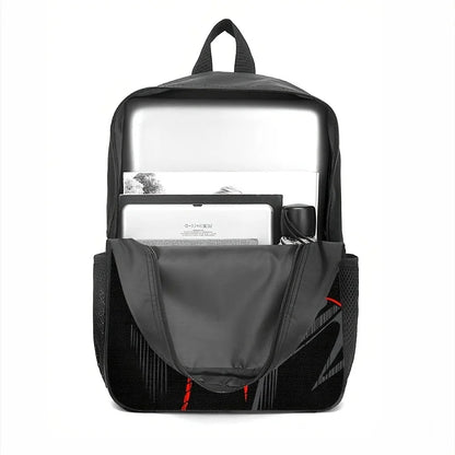 Devil Motif Backpack Set – Edgy 2D Print, Nylon, Laptop Compartment, Urban Travel