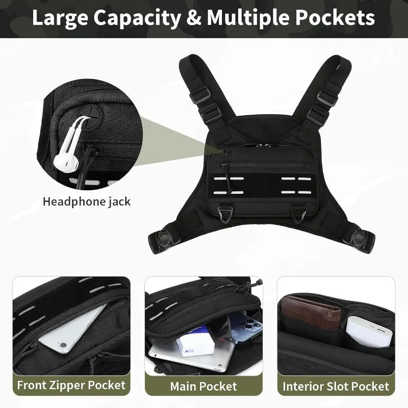Lightweight Tactical Chest Bag with Reflective Strips – Running, Hiking & EDC