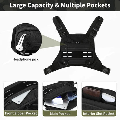 Lightweight Tactical Chest Bag with Reflective Strips – Running, Hiking & EDC