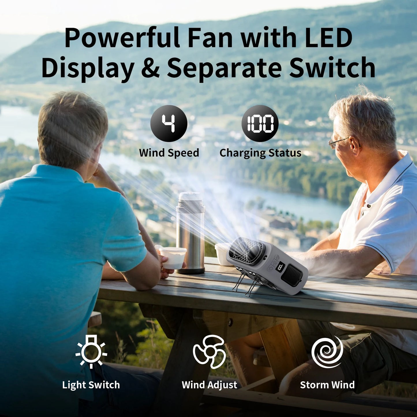 Portable Waist Fan 14500mAh – Dual Turbo Motors, 5 Speeds, Waist & Neck Clip Fan