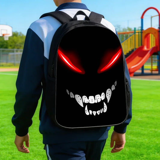 Evil Smiley Face 3-Piece Backpack Set – Backpack, Clutch & Tote, Polyester, Unisex