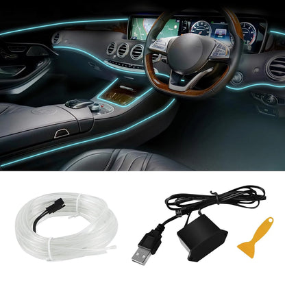 EL Wire Car Interior Ambient Light Strip – 5m, USB, Flexible Neon, 4 Colors
